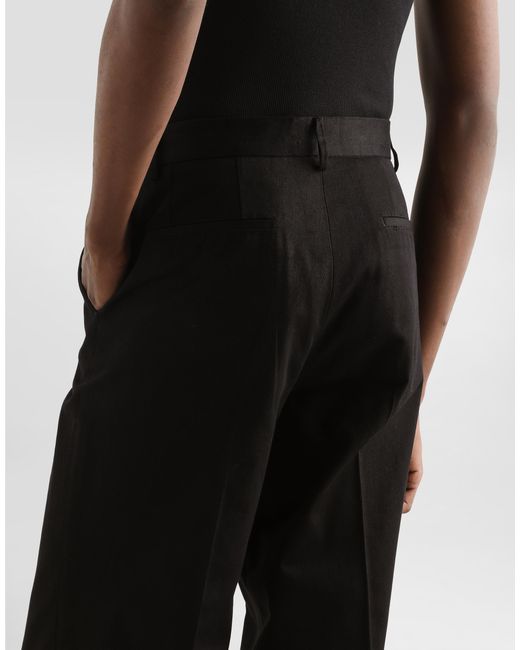 Pantalon Double Pince En Gabardine De Coton Dolce & Gabbana pour homme en coloris Black