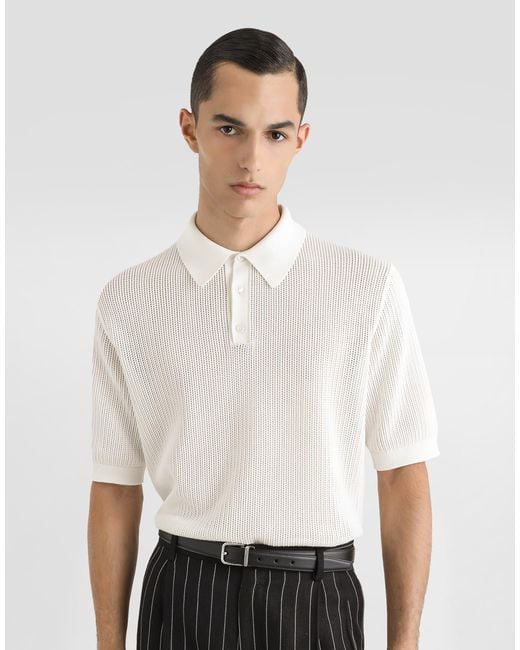 Dolce & Gabbana White Short-Sleeved Cotton Polo-Shirt for men