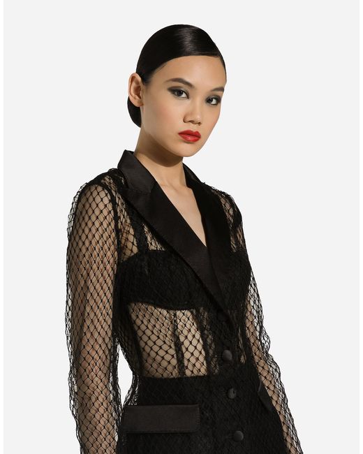 Dolce & Gabbana Black Single-Breasted Mesh Dolce Tuxedo Jacket