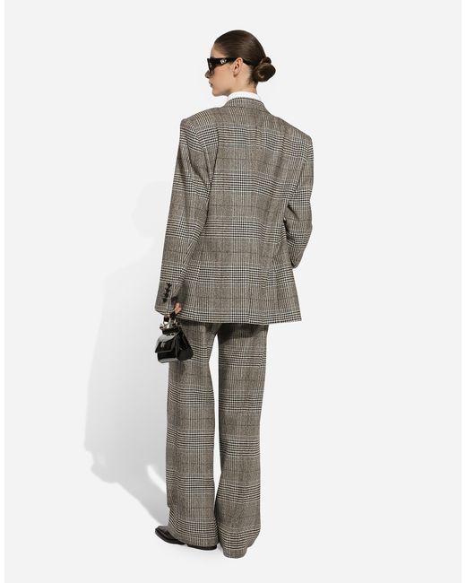 Dolce & Gabbana Gray Flared Glen Plaid Pants