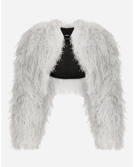 Dolce & Gabbana Ostrich Feather Bolero Jacket in White | Lyst