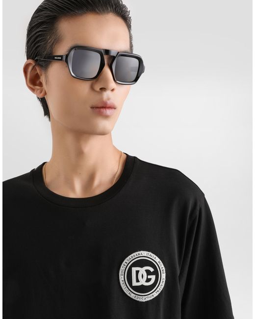 Dolce & Gabbana Jersey T-Shirt With Patch in Black für Herren