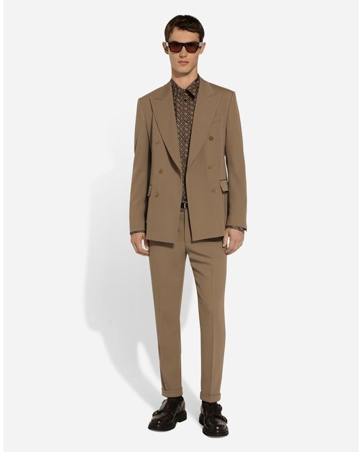 Dolce & Gabbana Seidenhemd Martini Krawattenprint in Brown für Herren
