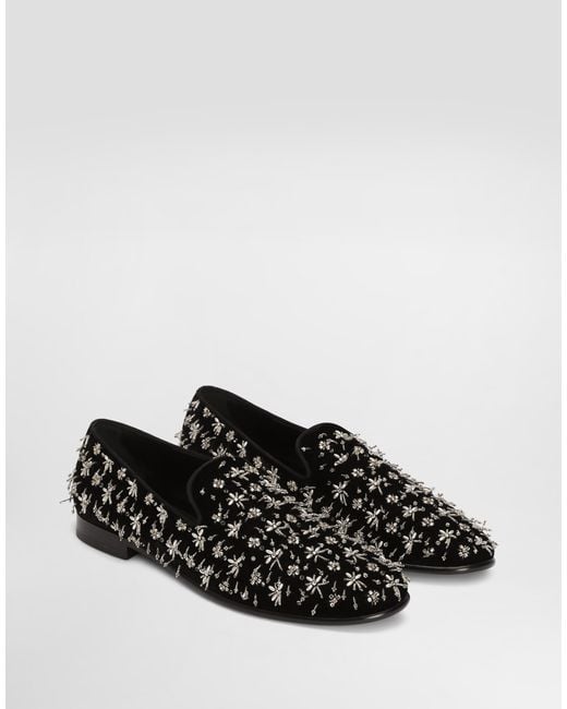 Dolce & Gabbana White Velvet Slippers for men