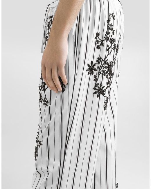 Dolce & Gabbana White Vanity Trousers With Embroidery for men
