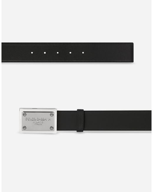 Dolce & Gabbana Black Logo-Buckle Leather Belt for men