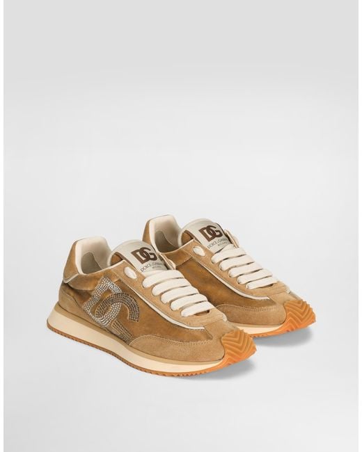 Dolce & Gabbana Natural Mixed-Material Dg Cushion Sneakers