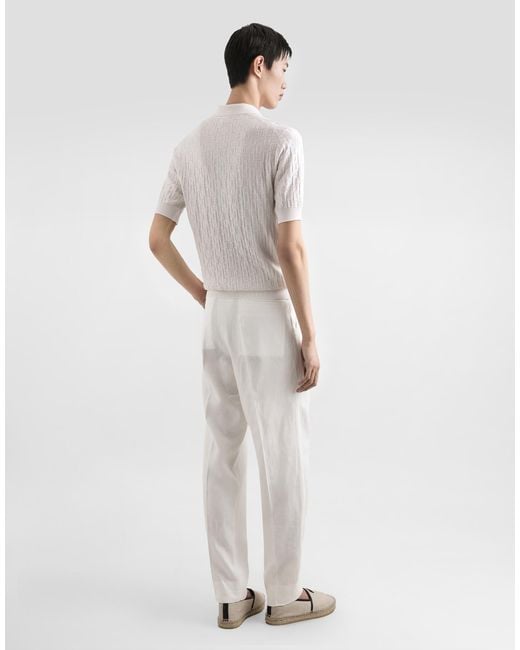 メンズ Dolce & Gabbana シルクサテン ポロシャツ White