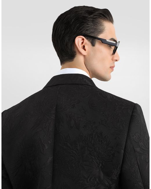 Dolce & Gabbana Black Sicilia Light Double-Breasted Brocade Jacket for men