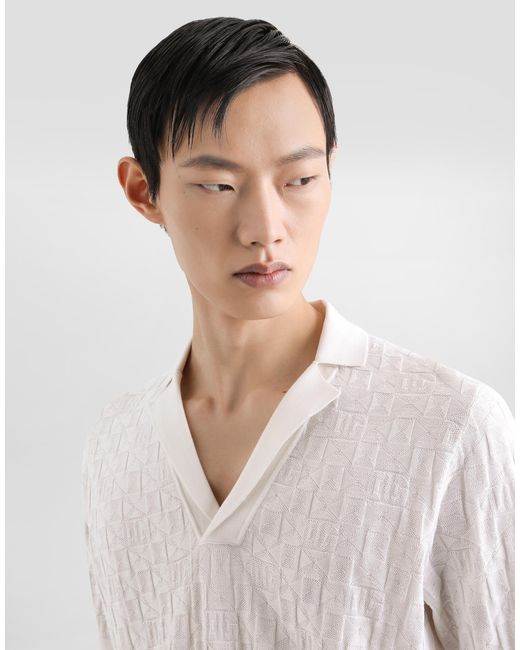 メンズ Dolce & Gabbana シルクサテン ポロシャツ White