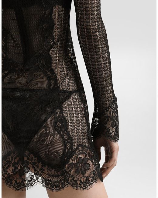 Dolce & Gabbana Black Minikleid Mit Spitzeneinsatz