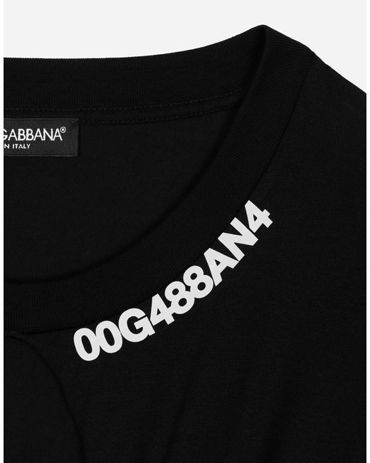 Dolce & Gabbana Black Open-Front Cotton Jersey T-Shirt With Knot Detail