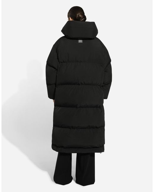 Dolce & Gabbana ロゴプレート パデッド ロング ダウンジャケット Black