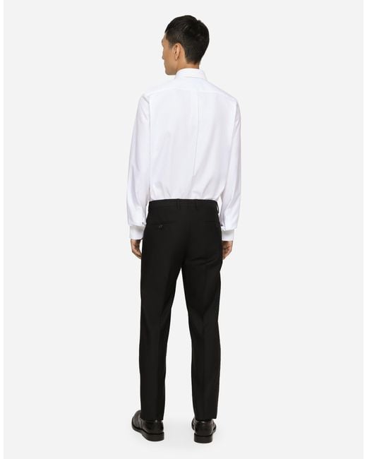 Dolce & Gabbana White Cotton Micro-Jacquard Martini-Fit Shirt for men