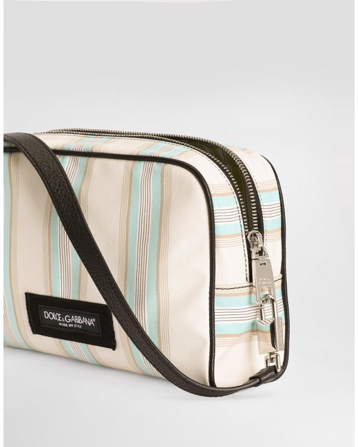 Dolce & Gabbana Multicolor Striped Poplin Handbag for men