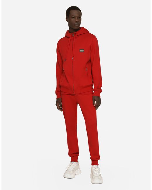 Dolce & Gabbana Jogginghose Aus Jersey Mit Logoplakette in Red für Herren