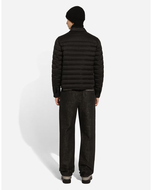 メンズ Dolce & Gabbana Padded Satin Jacket With Shirt Collar Black