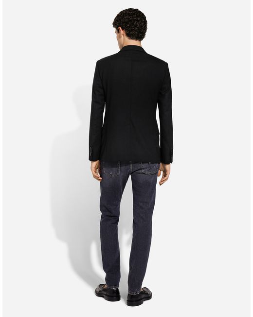 メンズ Dolce & Gabbana Single-Breasted Wool Taormina-Fit Jacket With Dg Patch Black