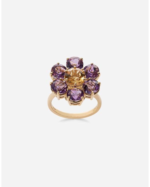 Dolce & Gabbana White Spring Ring 18-Carat And Amethysts