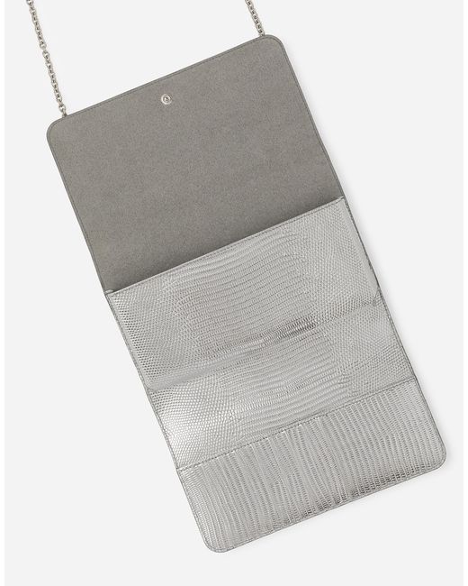 Dolce & Gabbana White Satin Phone Bag With Fusible Rhinestones