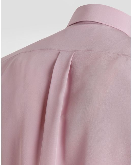 Dolce & Gabbana Pink Silk Crêpe De Chine Shirt for men