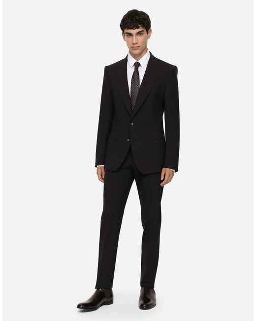 Dolce & Gabbana Black Stretch Wool Martini-Fit Suit for men