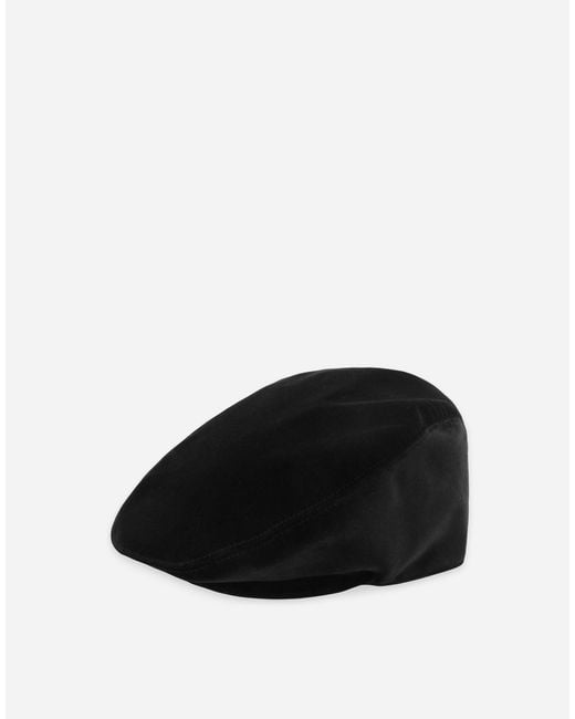 メンズ Dolce & Gabbana ハンチングキャップ ストレッチベルベット ロゴプレート Black