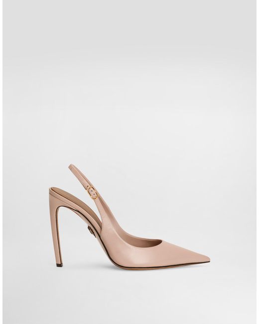Dolce & Gabbana Polished Goatskin Slingbacks White