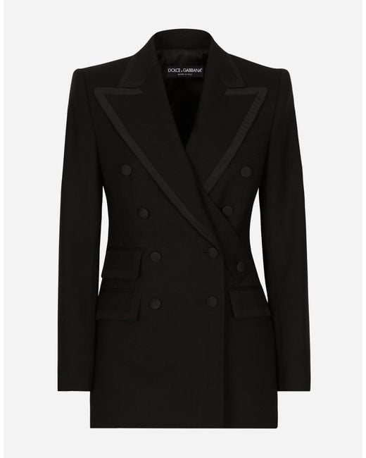 Dolce & Gabbana Black Double-Breasted Twill Turlington Tuxedo Jacket