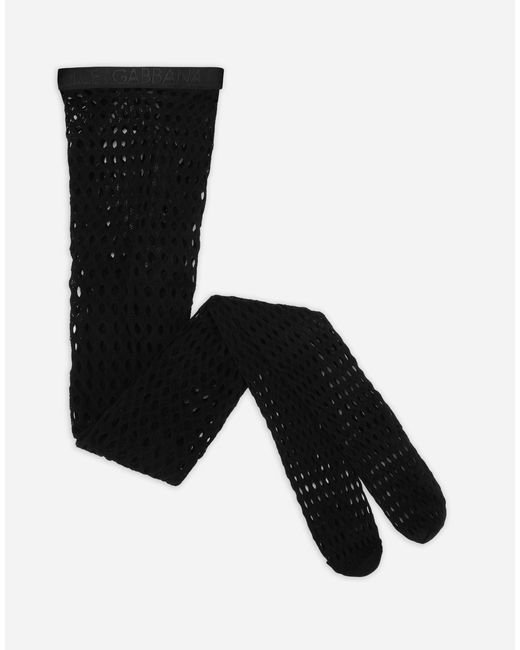 Dolce & Gabbana ネットタイツ ロゴ入りストレッチバンド Black