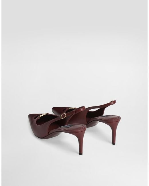 Dolce & Gabbana Pink Silk-Effect Nappa Leather Slingback