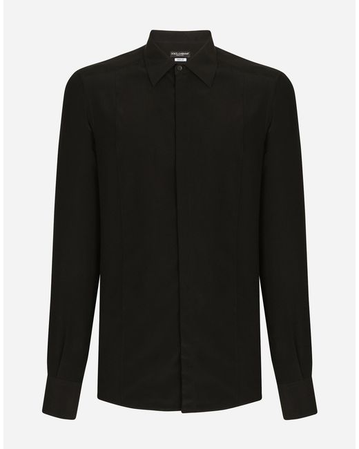 Dolce & Gabbana Hemd Aus Crêpe De Chine in Black für Herren