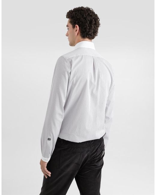 Dolce & Gabbana Hemd Martini Aus Gestreiftem Popeline in White für Herren