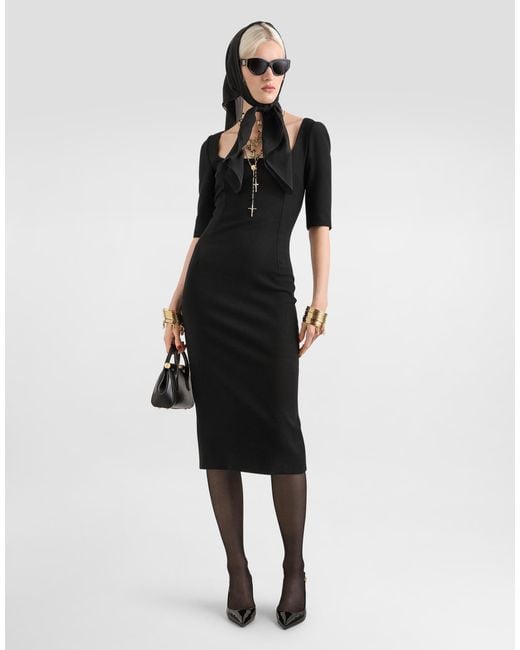 Dolce & Gabbana Black Double Wool Crêpe Dress