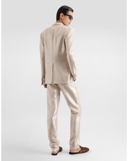 Dolce & Gabbana White Sequin Trousers for men