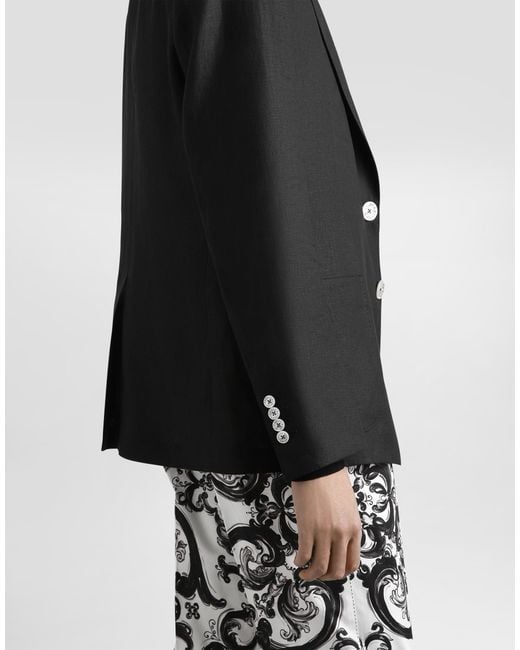 メンズ Dolce & Gabbana Portofino リネン シングルブレスト ジャケット Black