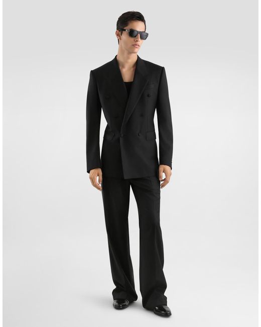 Dolce & Gabbana Black Double-Breasted Sicilia Virgin Wool Jacket for men