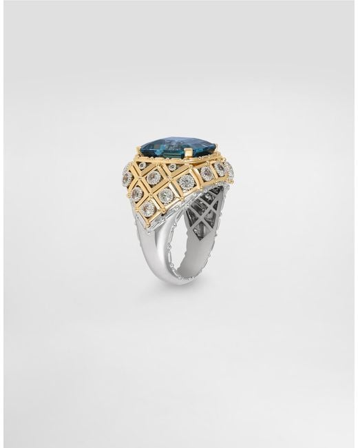 Dolce & Gabbana Blue Eleganza Ring 18-Carat And, Topazes, And Sapphires