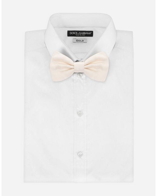 Dolce & Gabbana White Silk Bow Tie for men