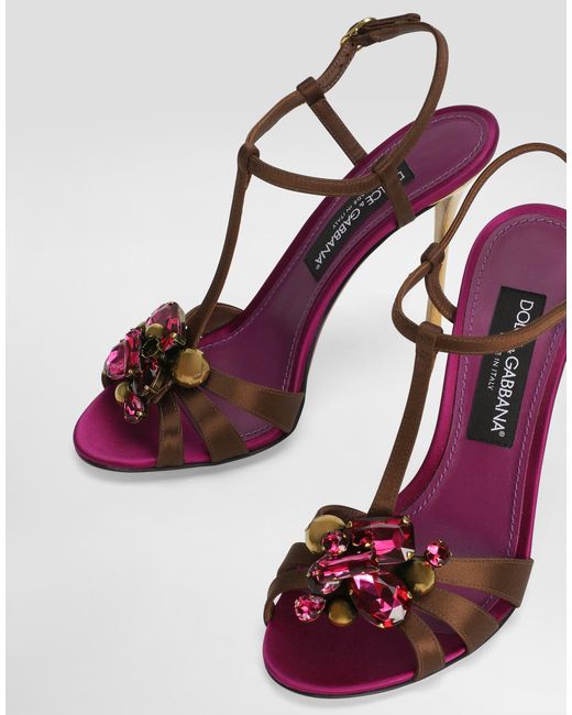 Dolce & Gabbana Pink Keira 2.0 Satin Sandals With Embellishments