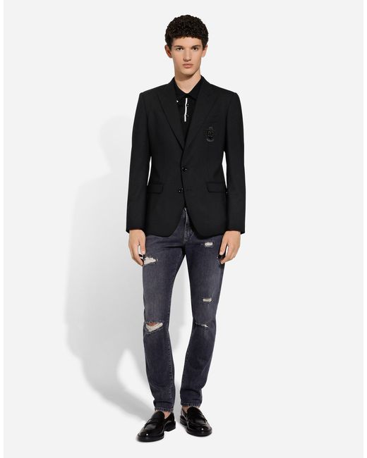 Dolce & Gabbana Black Cotton Polo-Shirt With Dg Logo Embroidery for men