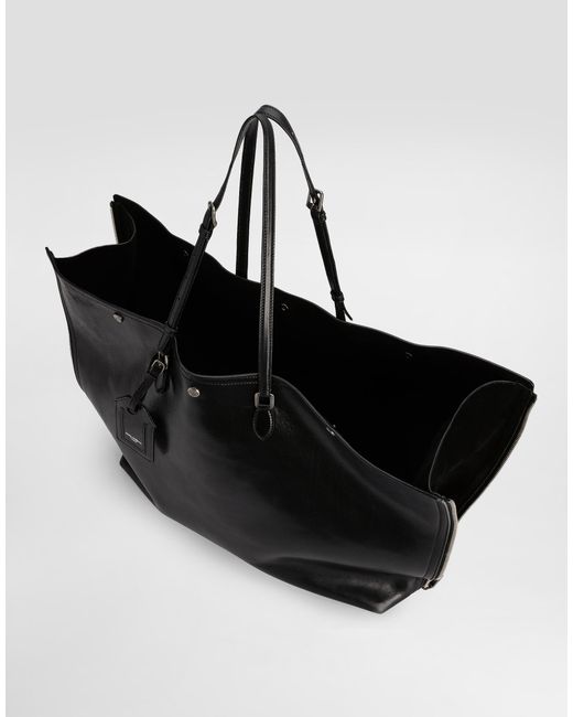 Dolce & Gabbana Black Atene Calfskin Shopping Bag for men