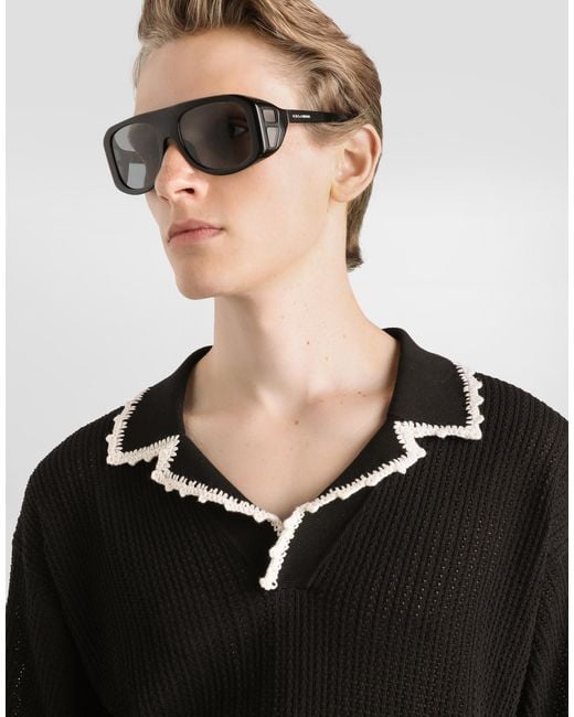 Dolce & Gabbana Black Cotton Polo Shirt for men