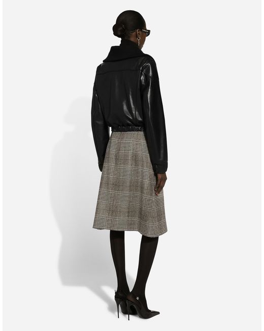 Dolce & Gabbana Gray Glen Plaid Calf Length A Line Skirt