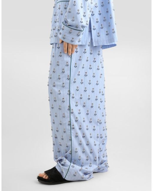 Dolce & Gabbana Blue Vanity Trousers With Embroidery for men