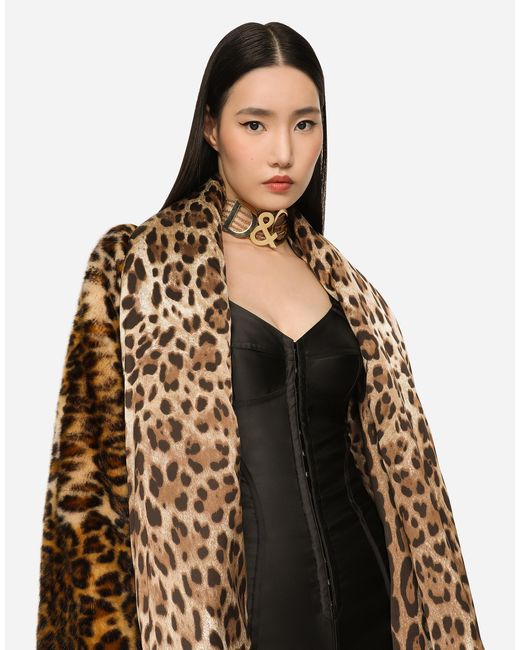 Dolce & Gabbana Kim Dolce&gabbana レオパード エコファーケープ Brown