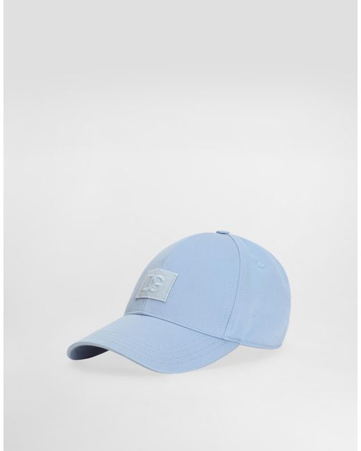 Dolce & Gabbana Blue Cotton Gabardine Baseball Cap for men
