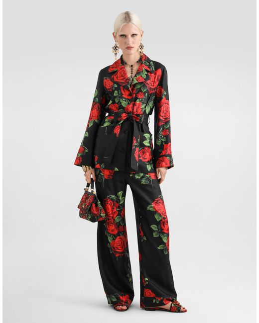 Chemise Vanity En Twill À Imprimé Roses Dolce & Gabbana en coloris Red
