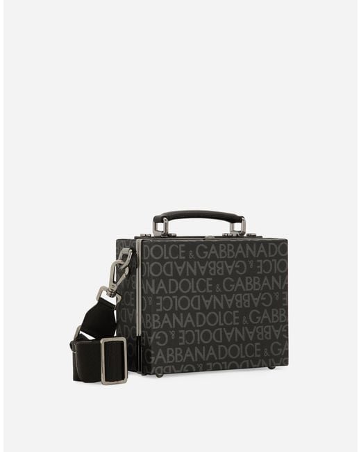 Dolce & Gabbana Black Coated Jacquard Box Bag for men