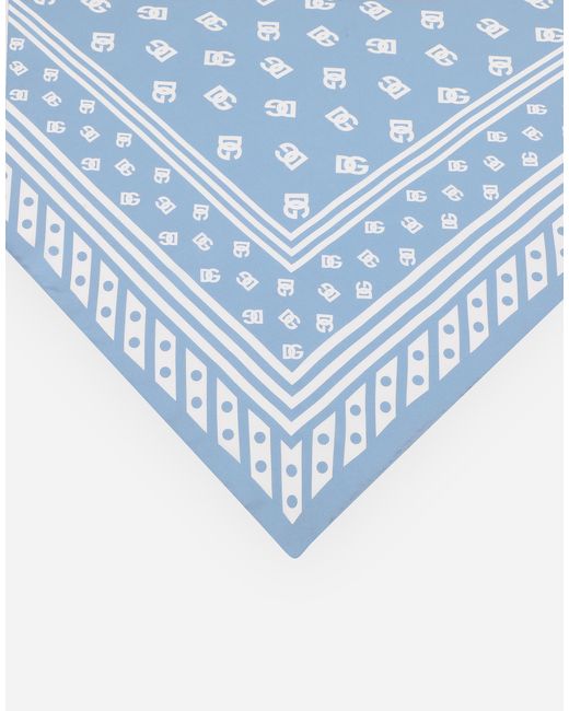 Dolce & Gabbana Blue Silk Monogram Print Scarf
